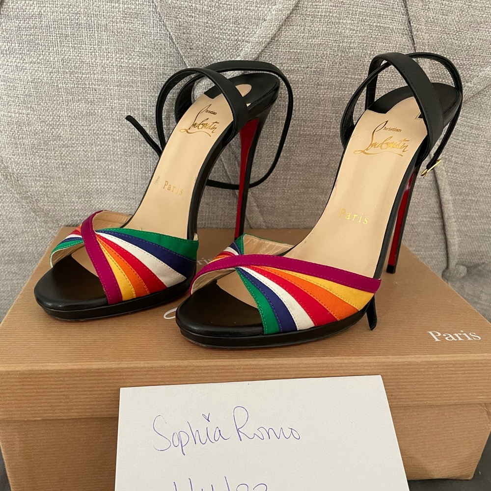 Louboutin nabeesa 120 black 
Size 38 
Comes with box bags and extra heel tips